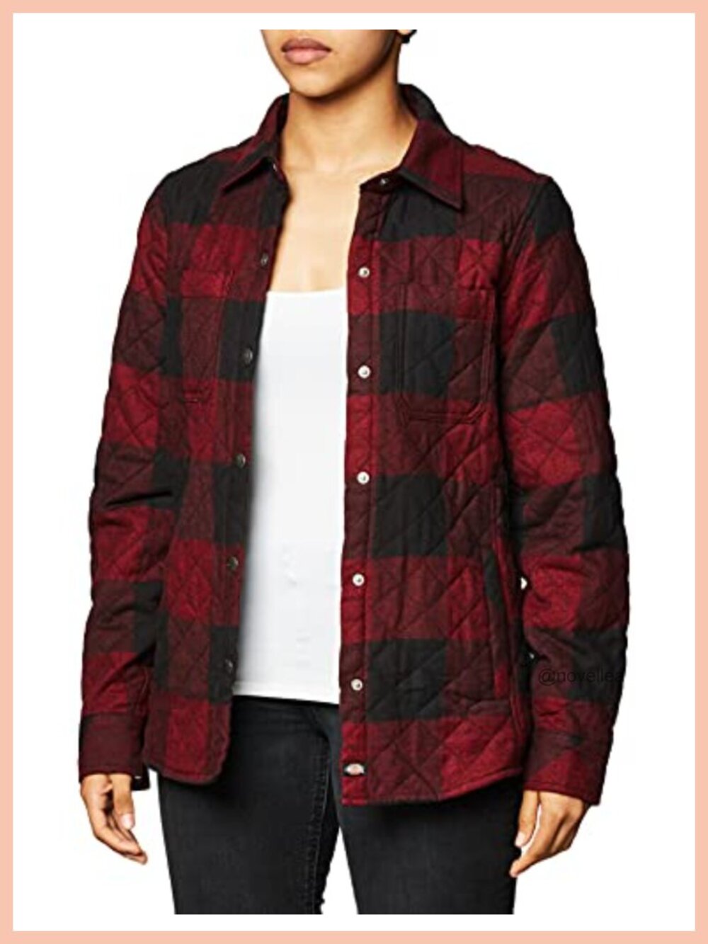 Quilted Flannel Shirt Jacket Lined Warm Long Sleeve Casual